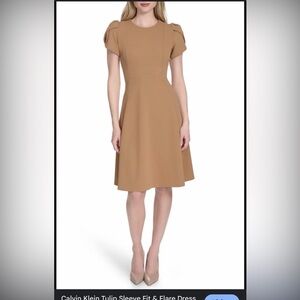 Calvin Klein Tulip Sleeve Fit & Flare Dress